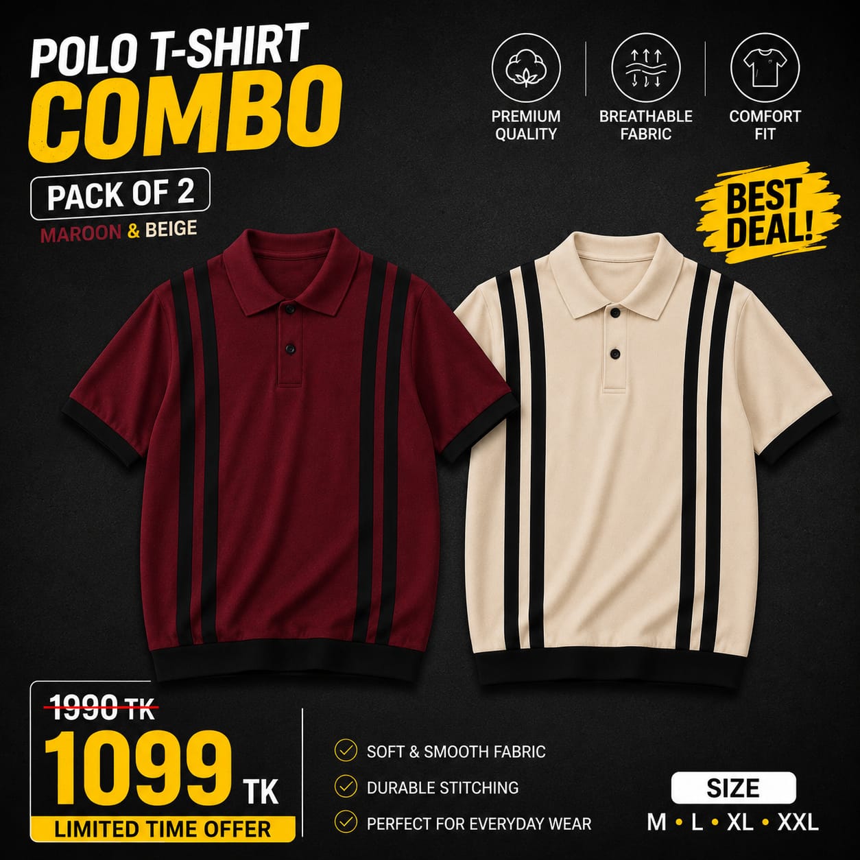 Polo T-shirt Combo 🔥