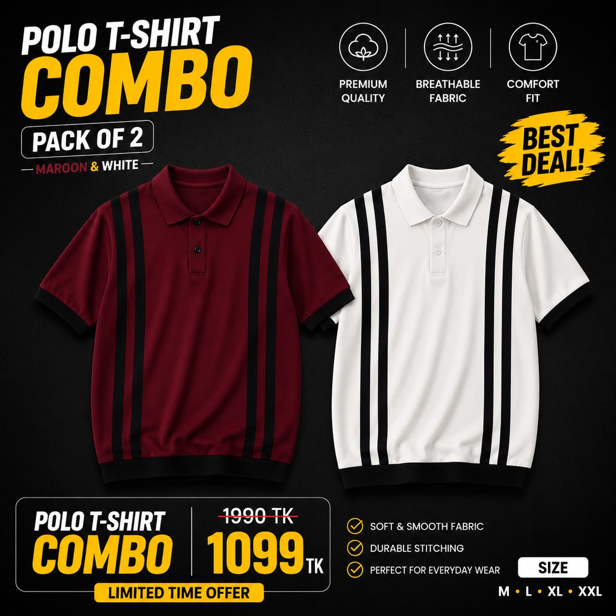 Polo T-shirt Combo 🔥